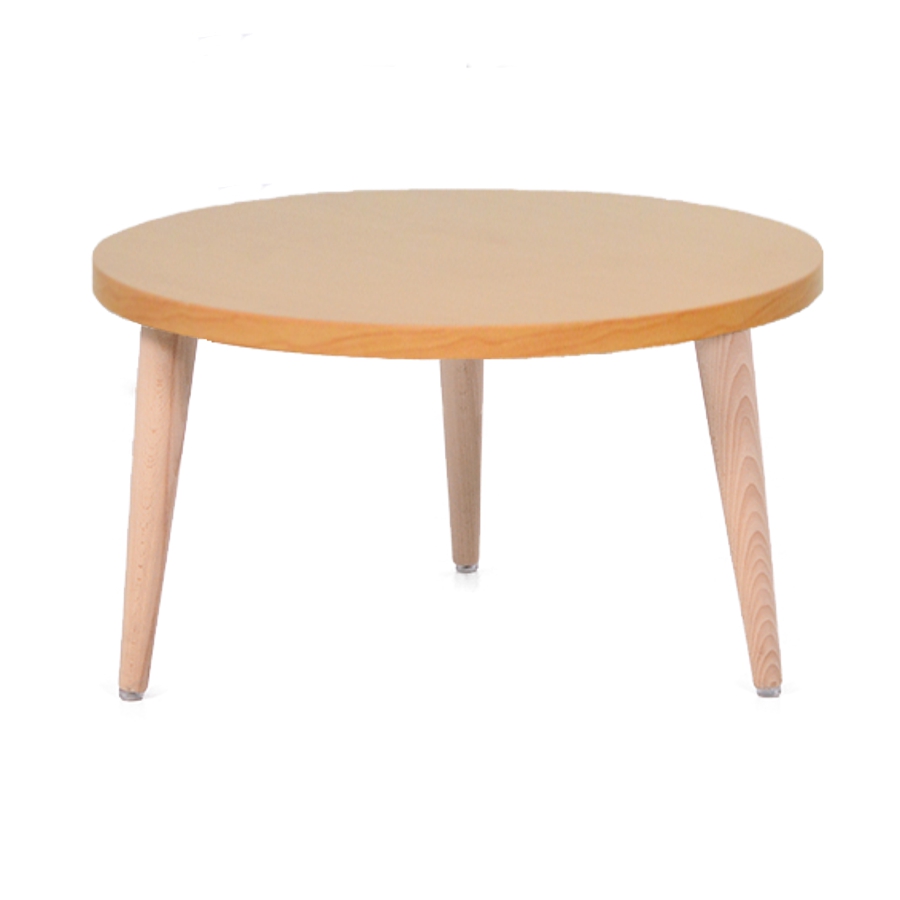 Table basse ronde en bois pour espace café, salle d'attente, boutique, commerce
